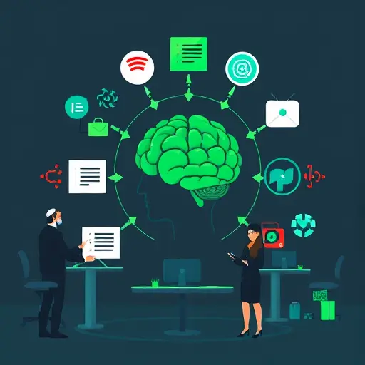 flat illustration of AI creating educational content: