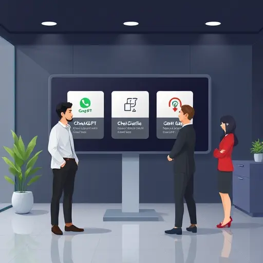 concept illustration of GapGPT platform on a dark interface, toggle cards for ChatGPT, Claude, and Gemini models, Iranian-