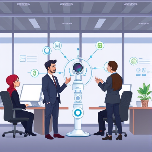 cartoon illustration showing various AI models connected in GapGPT, toggles for logo styles, clean technology, text-free