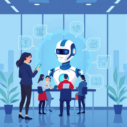 modern abstract infographic, AI chatbot icon breaking down a big concept into simple illustrated puzzle pieces, animation style, technology theme, no text