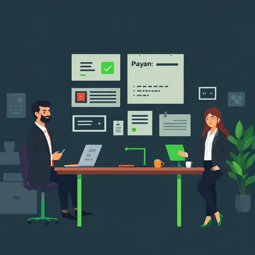 minimalist illustration of AI prompt templates and checklists, animated icons of grammar, tone, and structure, dark theme matching #171717 background with green accents #94d3a2