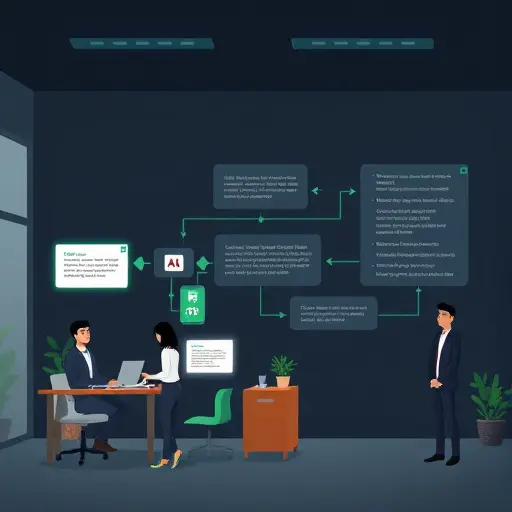abstract illustration showing AI rewriting pipeline: