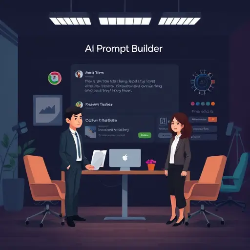 dark-themed AI prompt builder interface mockup, tokens like [tone] [topic] [rules]