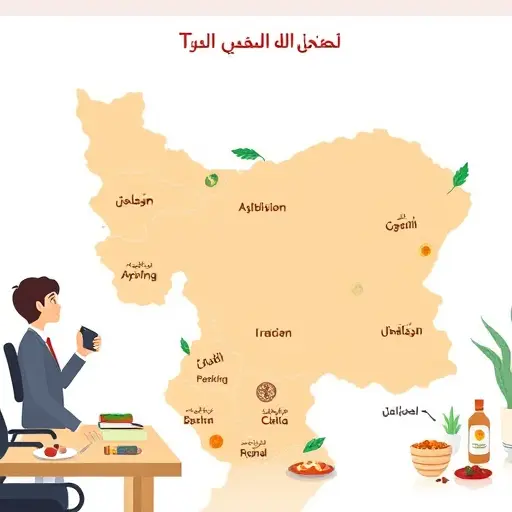 (Gilan, Azarbaijan, South), dish icons and spices; modern; text-free