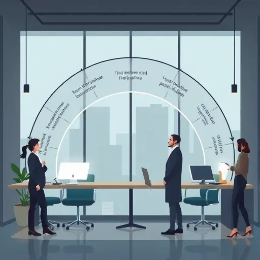 storytelling arc diagram illustration with AI hints: hook, rising tension, climax, CTA;