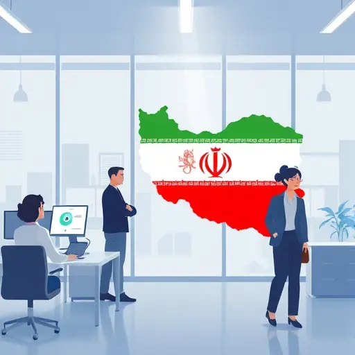 abstract illustration of data governance pipeline for EHR: ETL stages, lineage arrows, compliance shield, and Iranian map silhouette to indicate local data residency, minimalistic, clean, text-free