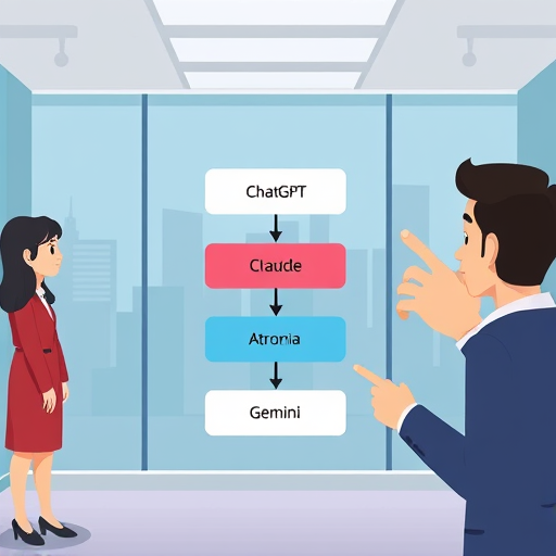 animated flow diagram, one API endpoint with branching to three color-
