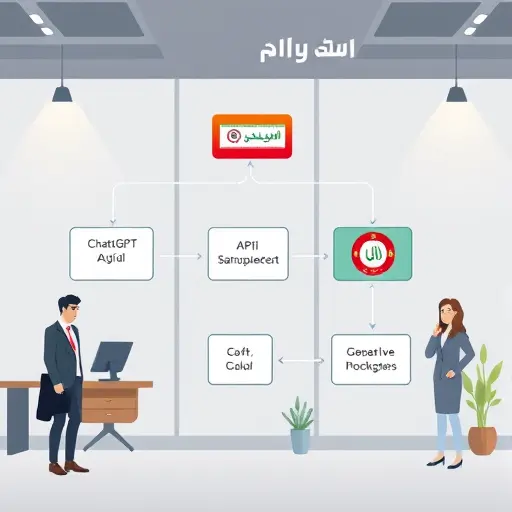 animated flowchart showing dynamic API requests switching between ChatGPT, Claude, and Gemini models in an Iranian web application;