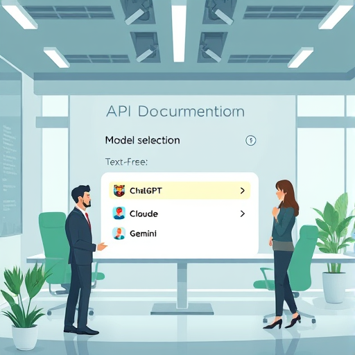 API documentation interface showing model selection dropdown (ChatGPT, Claude, Gemini)