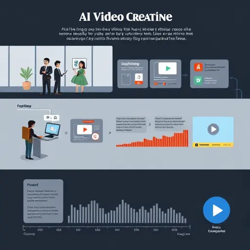 animated infographic of an AI video creation pipeline, showing steps: scriptwriting, storyboard frames, text-to-