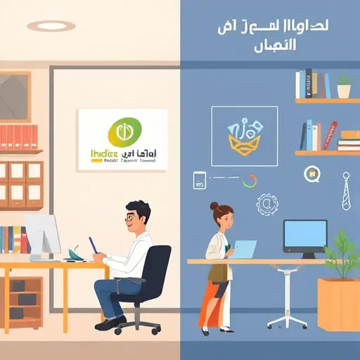 cartoon style illustration comparing traditional logo design vs AI-