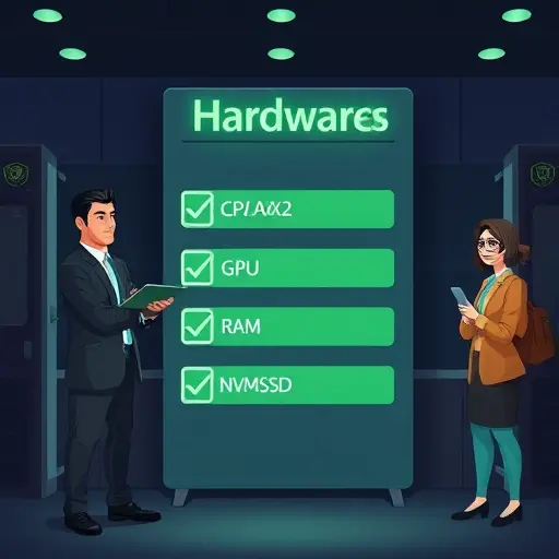 animated hardware checklist for AI installation, showing CPU with AVX2