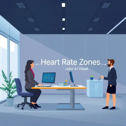 abstract illustration of heart rate zones and time-under-tension curves analyzed by AI, geometric shapes and neural network motifs, cartoon style, text-free, professional