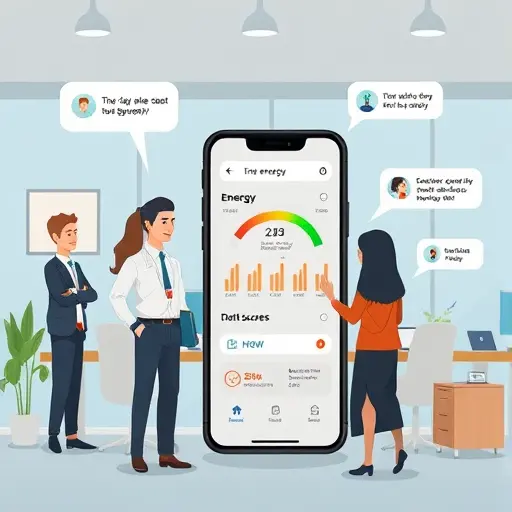mobile app illustration logging daily energy, sleep quality, and hunger scores; AI suggestion bubbles; clean cartoon style;