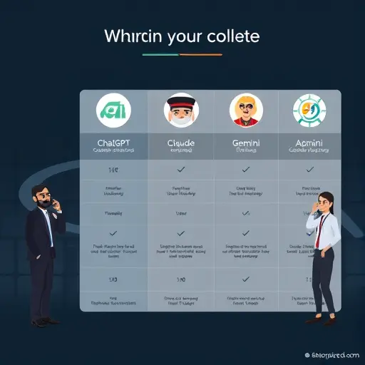 clean animated comparison chart of three AI models (ChatGPT, Claude, Gemini)