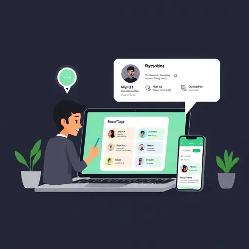 animated illustration of a digital journaling interface with an AI assistant, dark #171717 background with #94d3a2