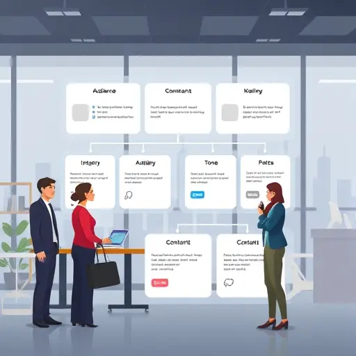 clean template illustration showing a structured prompt framework for AI naming, cards with categories like audience, constraints, tone;