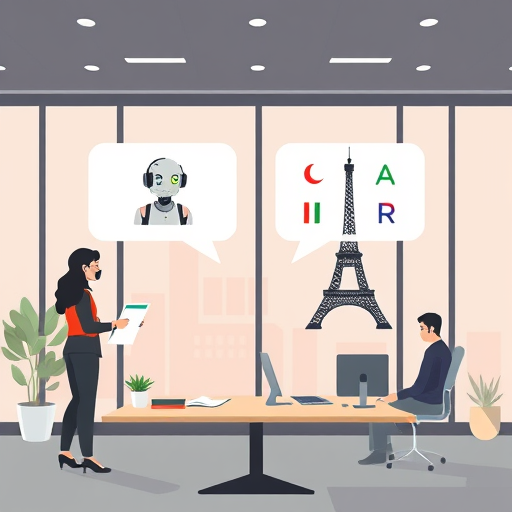 animated illustration of two chat bubbles, one with AI/