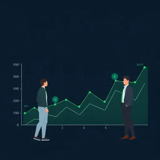 abstract illustration of AI forecasting personal cash flow, neural network overlay on a time-series line chart, dark background with green highlights, minimalist, no text