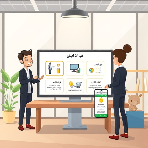 persian cartoon interface showing easy setup steps for nano banana AI, animated panel with step-by-