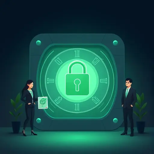 secure data vault concept for medical lab reports, animated lock, encrypted file icons, dark UI, green accent, minimalist, text-free