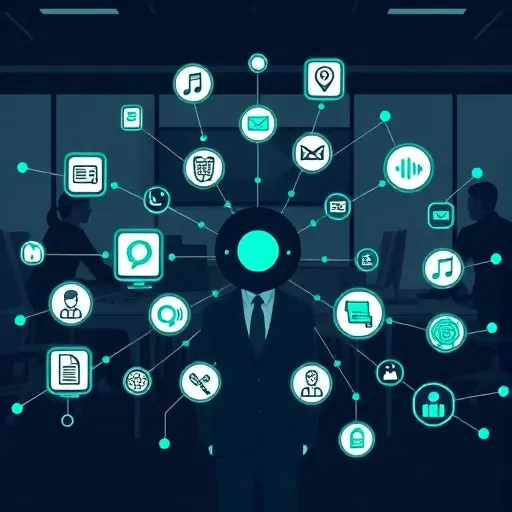 abstract animated illustration of Google's Gemini AI, showing multimodal icons (text, image, audio) connected by neural network patterns, dark theme with mint-