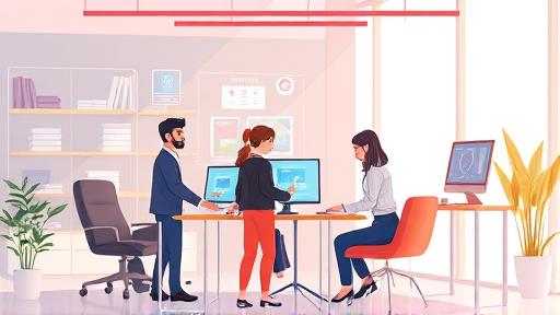 animated team collaborating with AI-
