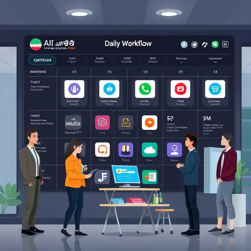 animated daily workflow board with AI icons (ChatGPT, Claude, Gemini)