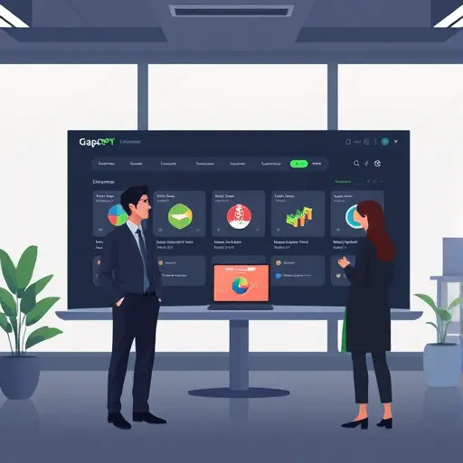 illustration of GapGPT platform dashboard showing multiple AI model cards, clean minimal dark theme, accent green highlights, no text