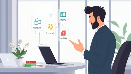 modern animated illustration of an AI-
