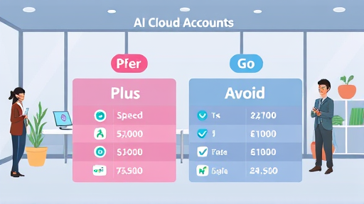 comparison chart illustration, two AI cloud accounts labeled as