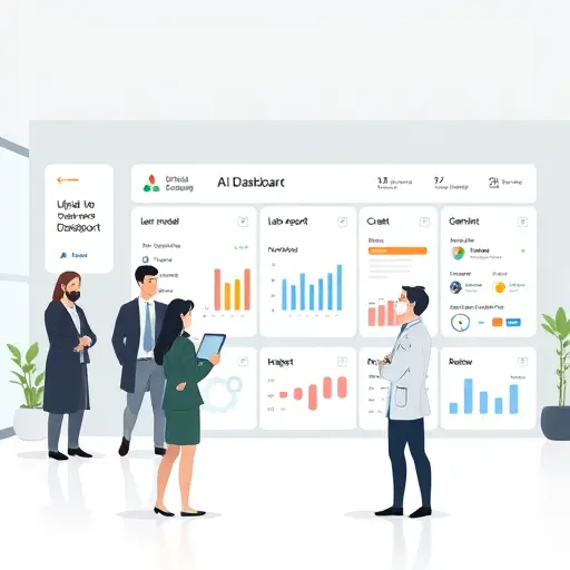 modern AI dashboard illustration showing step-by-step workflow: upload lab report, select model (ChatGPT, Claude, Gemini)