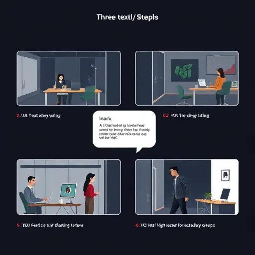 animated storyboard panels with an AI chat bubble guiding steps, three-