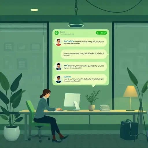 animated chat interface with a friendly AI assistant, calming green color palette matching #94d3a2