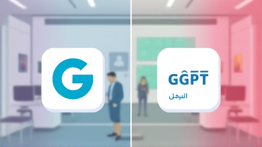 animated comparison of Gemini and ChatGPT icons side by side, colorful technology backgrounds, cartoon style, no text