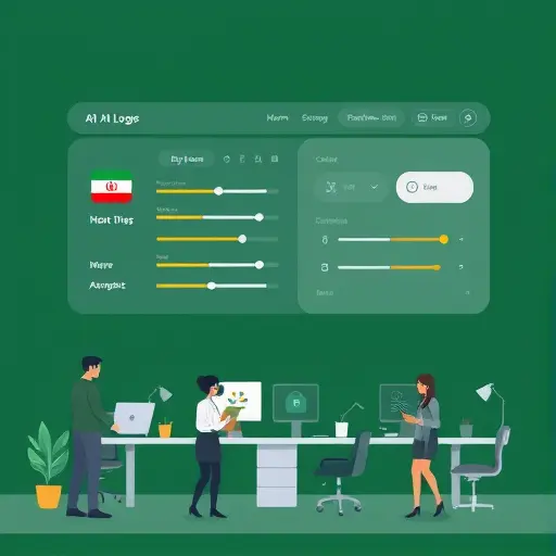 AI logo creation process with customization sliders for color, font, and icons, interactive animated dashboard, dark green theme, no text