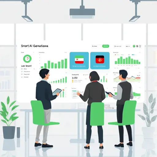 animated illustration of a tech startup team reviewing smart AI-