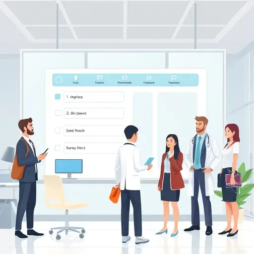 clean illustration showing a structured medical question template with icons (timeline, vitals, meds)