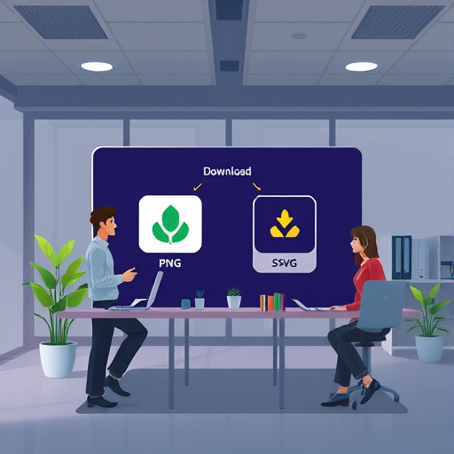 modern animated download panel showing different logo formats (PNG, SVG)