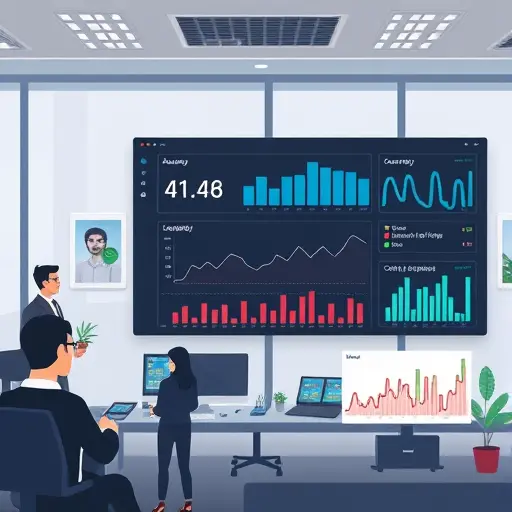 dashboard-style illustration showing AI metrics cards: accuracy, F1, ROC-