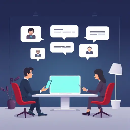 animated illustration of a mock interview setup: