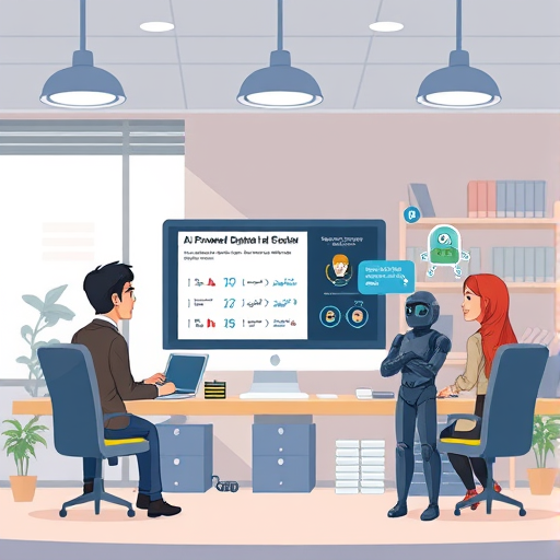 cartoon illustration of an AI-