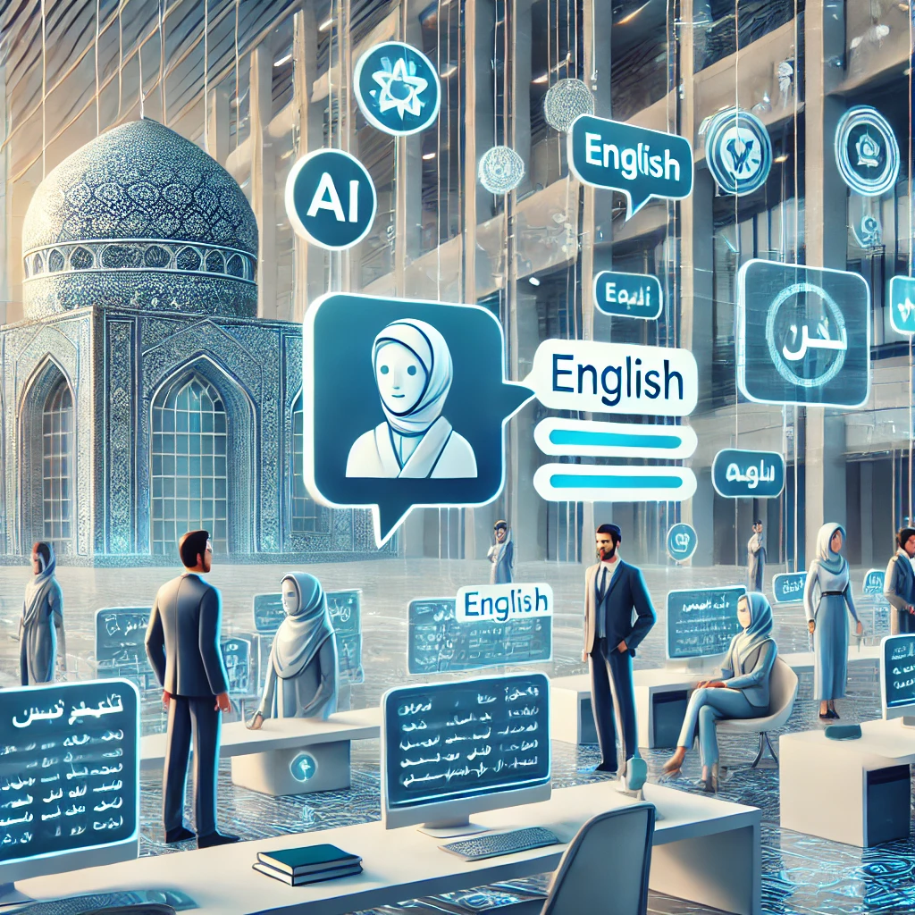 animated illustration showing an AI-