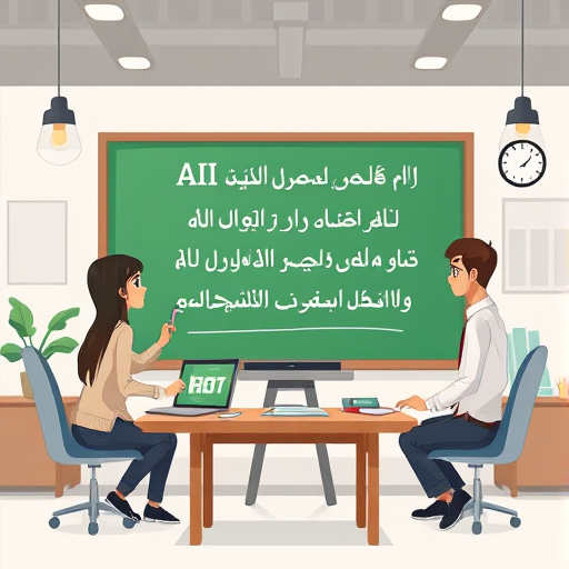 animated scene of students engaging with an AI-