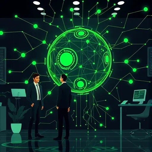modern illustration of an advanced AI model concept, glowing neural network patterns, vibrant green and dark color palette, text-