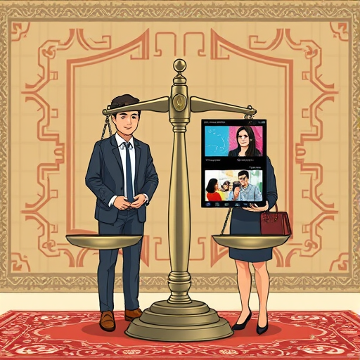 cartoon legal scale, AI image editing app showing