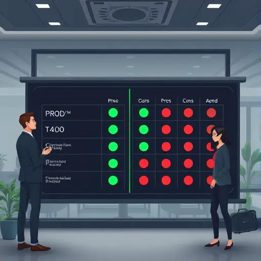 animated decision matrix board with pros/