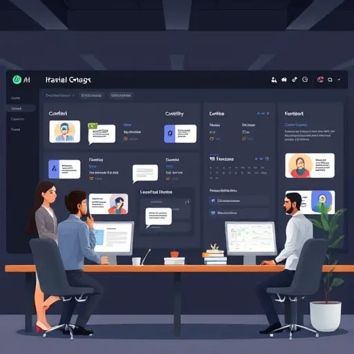 animated editorial workflow with AI assistant organizing content briefs, keyword clusters, and tone-of-