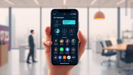 animated illustration of a smartphone displaying AI-