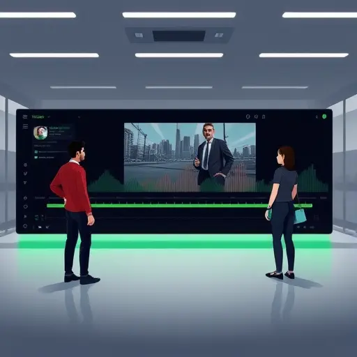 animated illustration of a video editor timeline with AI-